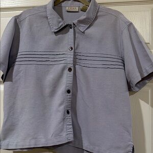 Erika Short-Sleeve Button Front Top in Soft Lavender